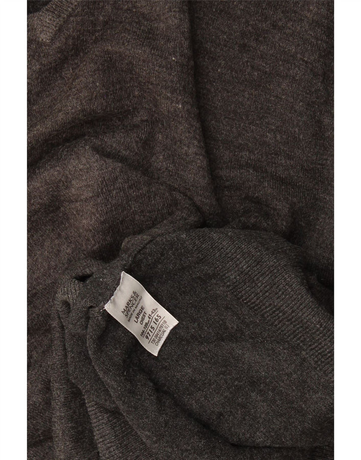 Marks & Spencer Ανδρικό πουλόβερ με λαιμόκοψη με λαιμόκοψη μεγάλο γκρι ακρυλικό