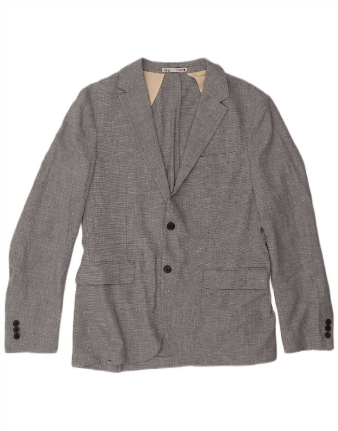 Zara Ανδρικό μπουφάν blazer UK 40 Large Grey Houndstooth Polyester