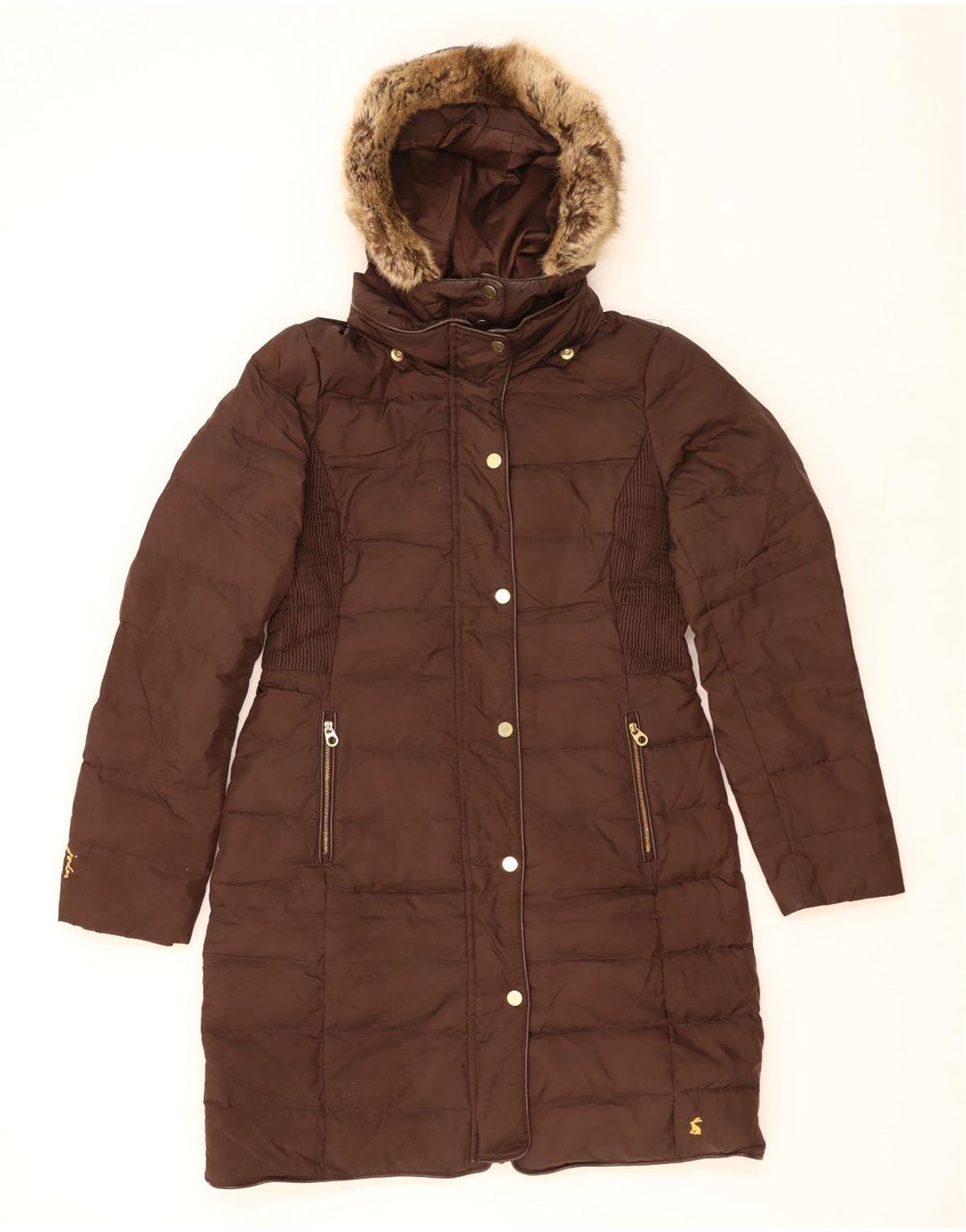 JOULES Γυναικείο παλτό με κουκούλα UK 10 Small Brown Polyester