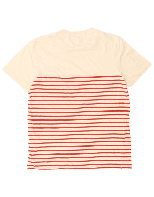 Lyle & Scott Ανδρικό T-Shirt Top μεγάλο λευκό ριγέ βαμβακερό