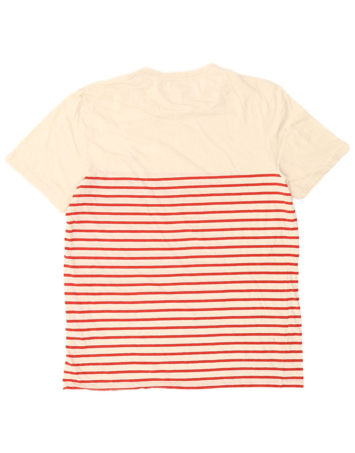 Lyle & Scott Ανδρικό T-Shirt Top μεγάλο λευκό ριγέ βαμβακερό