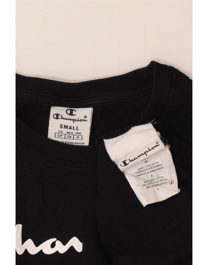 Champion Γυναικείο γραφικό T-Shirt Top Μικρό μαύρο βαμβακερό