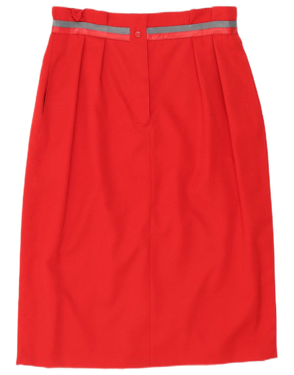 De Pletrl Γυναικεία Ψηλόμεση Pencil Φούστα IT 44 Medium W26 Red Virgin Wool