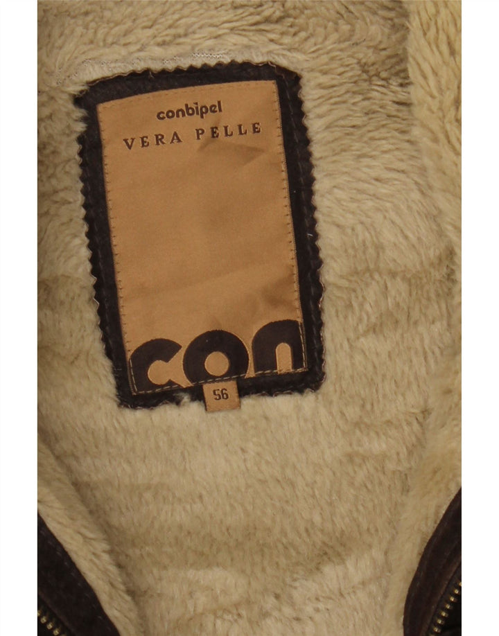 Conbipel Ανδρικό Sherpa Δερμάτινο Μπουφάν IT 56 2XL Καφέ Δερμάτινο