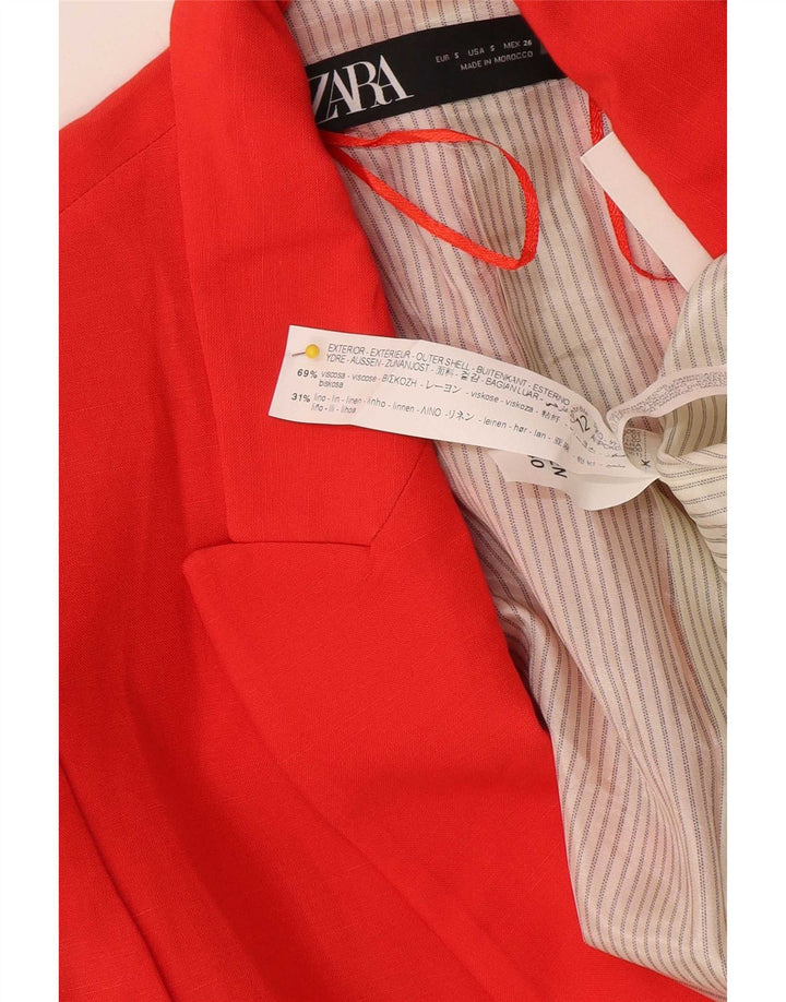 Zara Γυναικείο Μπουφάν Blazer UK 10 Small Red Viscose