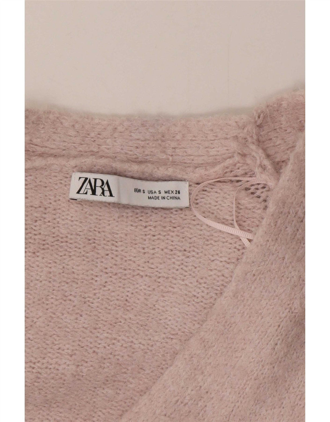 Zara Γυναικείο Longline Ζακέτα πουλόβερ UK 10 Small Pink Polyester