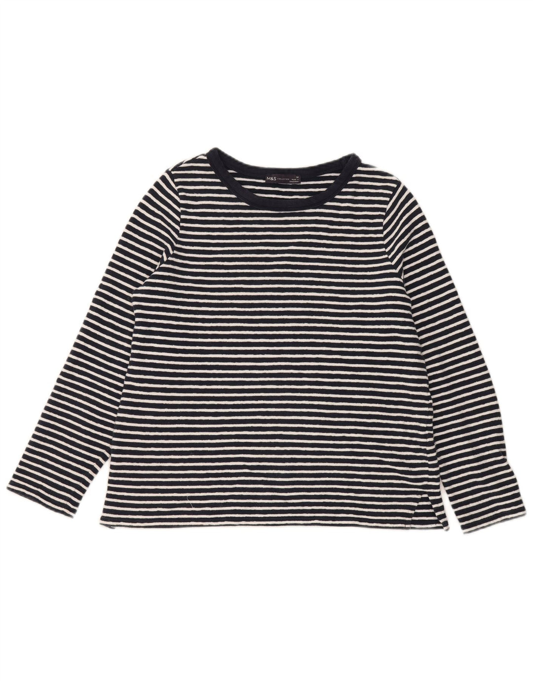MARKS & SPENCER Γυναικείο μακρυμάνικο μπλουζάκι UK 14 Large Navy Blue ριγέ
