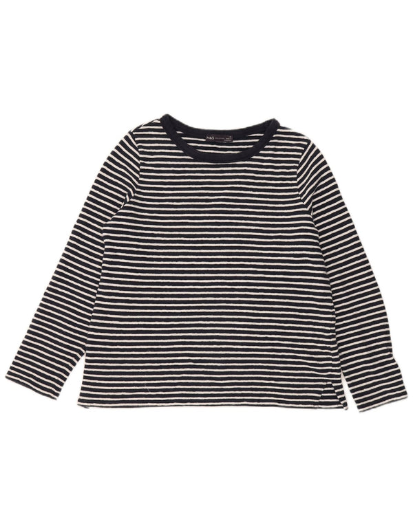 MARKS & SPENCER Γυναικείο μακρυμάνικο μπλουζάκι UK 14 Large Navy Blue ριγέ
