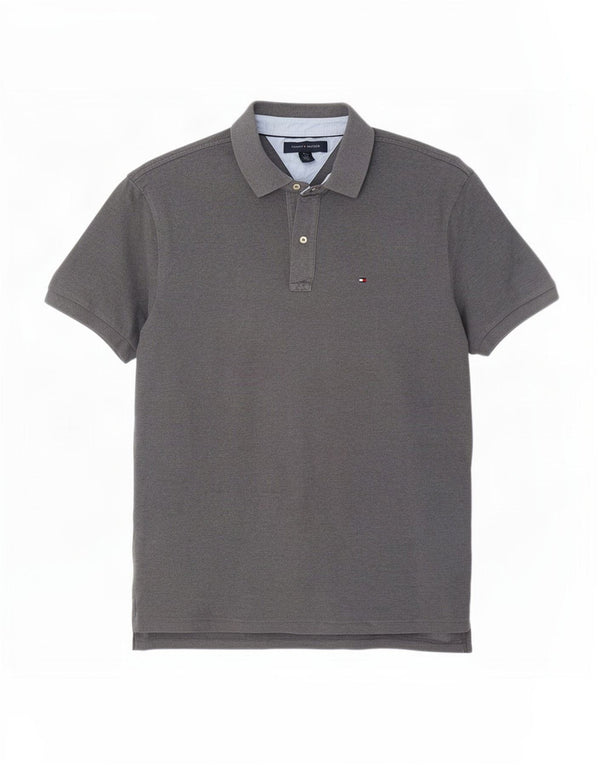 Ανδρικό μπλουζάκι πόλο Tommy Hilfiger XL Γκρι βαμβακερό