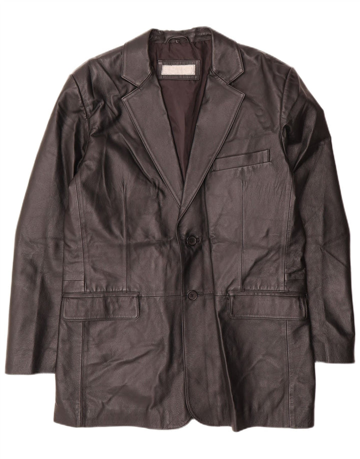 VINTAGE Ανδρικό δερμάτινο μπλέιζερ τζάκετ UK 40 μεγάλο μαύρο