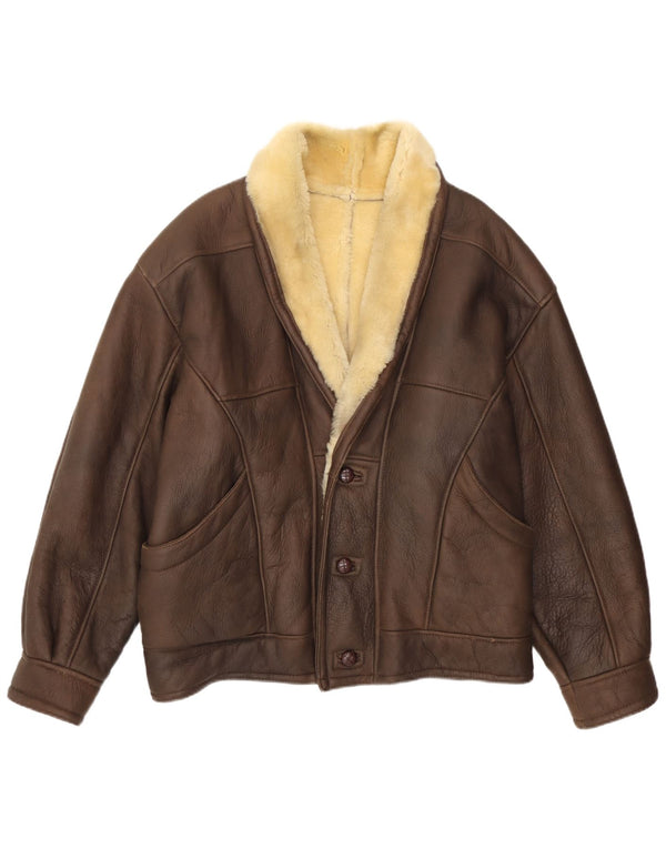 Vintage Ανδρικό Shearling Jacket IT 52 XL Brown Shearling
