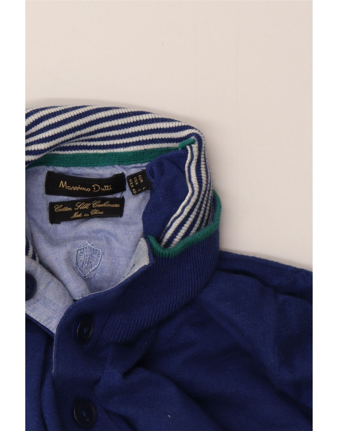 MASSIMO DUTTI Γυναικείο πουλόβερ με λαιμό με κουμπιά UK 16 μεγάλο μπλε βαμβακερό