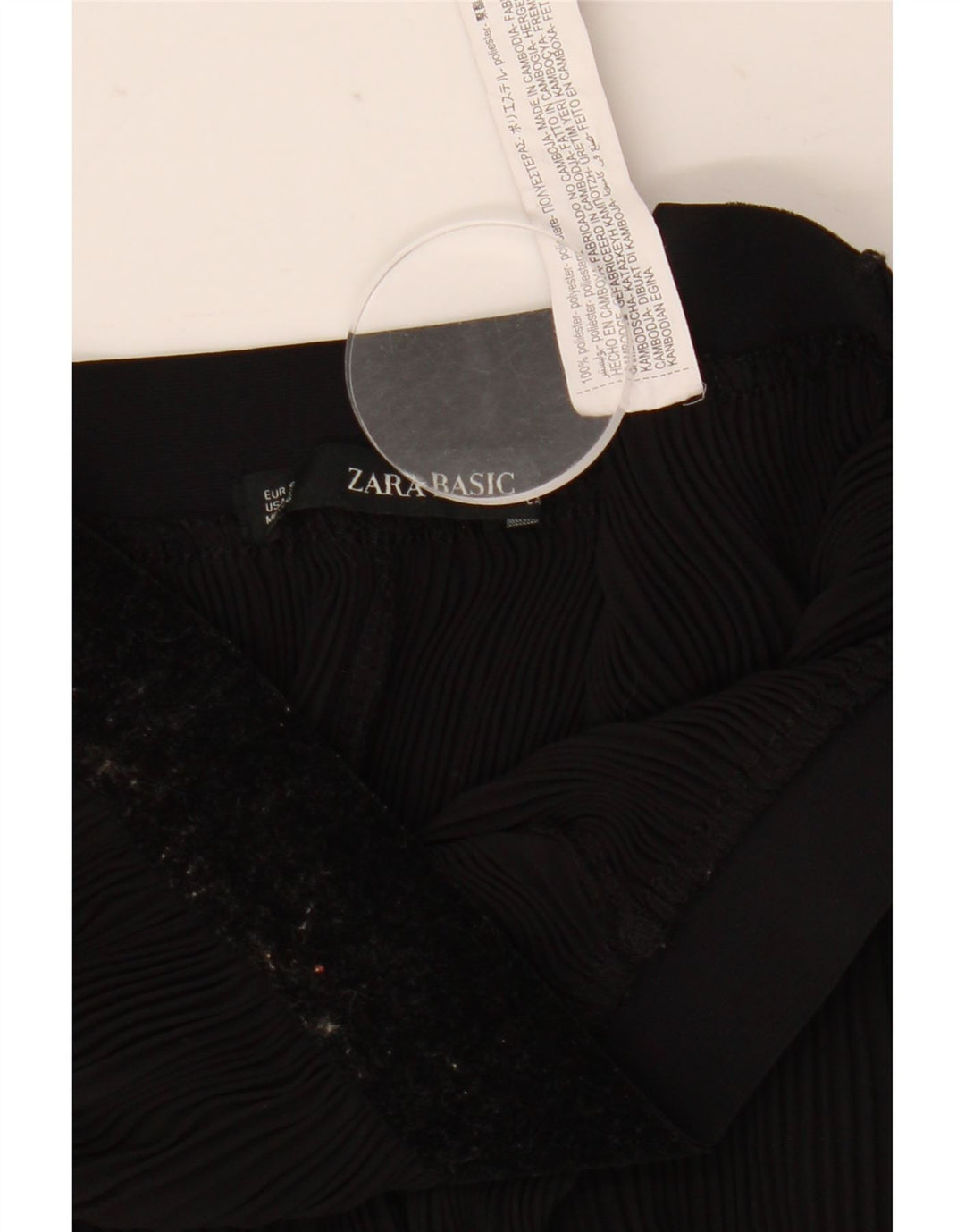 Zara Γυναικείο Flare Πλισέ Casual Παντελόνι Small W27 L23 Μαύρο Πολυεστέρα