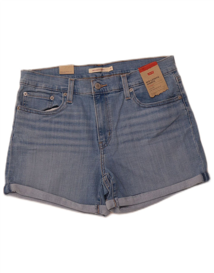 Γυναικείο ψηλόμεσο τζιν σορτς LEVI'S US 12 μεγάλο W31 μπλε βαμβακερό
