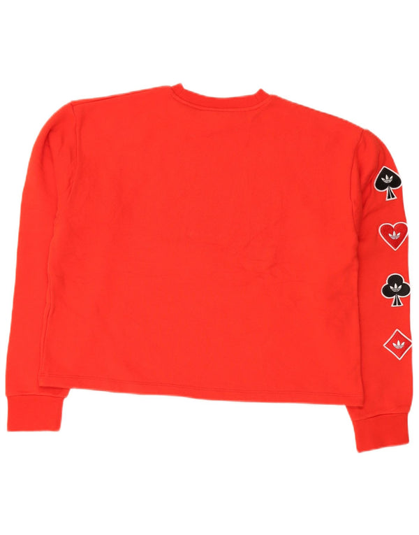 Γυναικείο φούτερ Adidas Crop Graphic Jumper UK 16 μεγάλο κόκκινο βαμβακερό