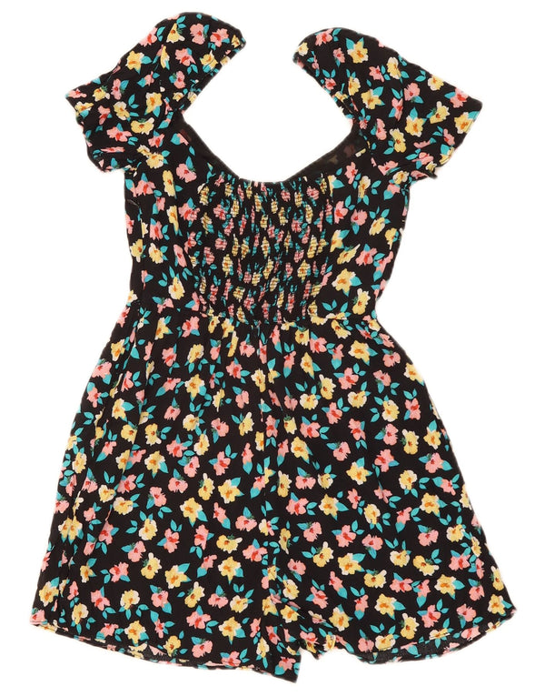 Zara Γυναικείο Playsuit UK 8 Small Black Floral