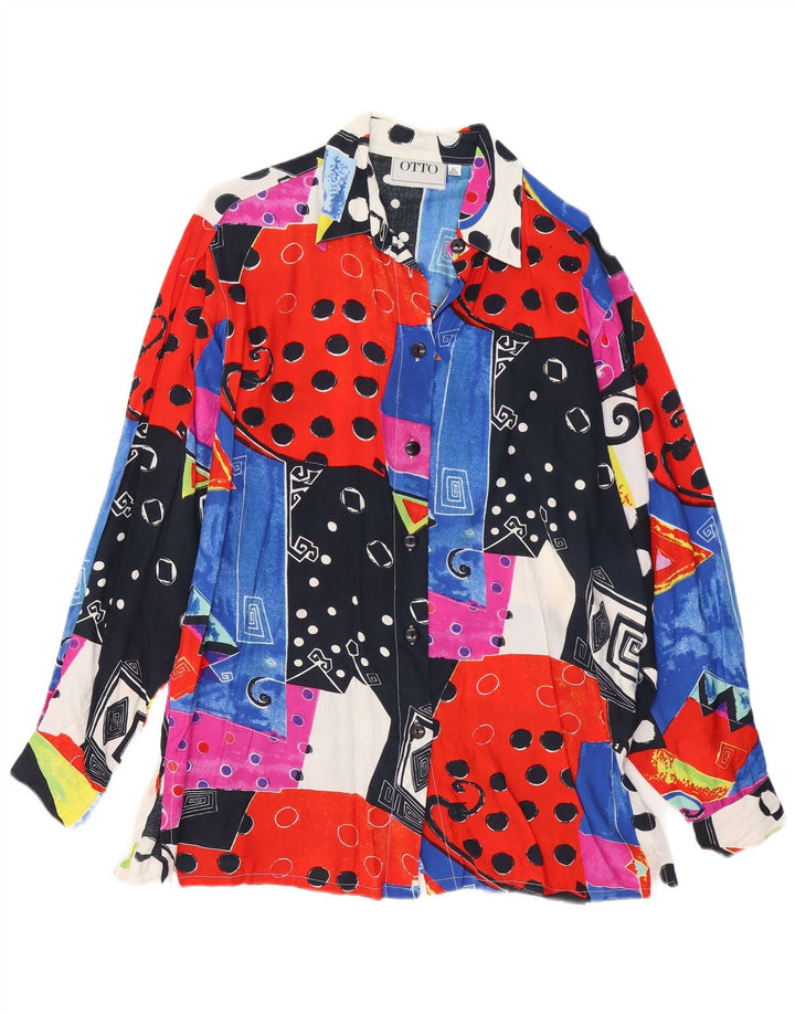 VINTAGE γυναικείο πουκάμισο μπλούζα EU 44/46 XL Πολύχρωμο συνονθύλευμα βισκόζη