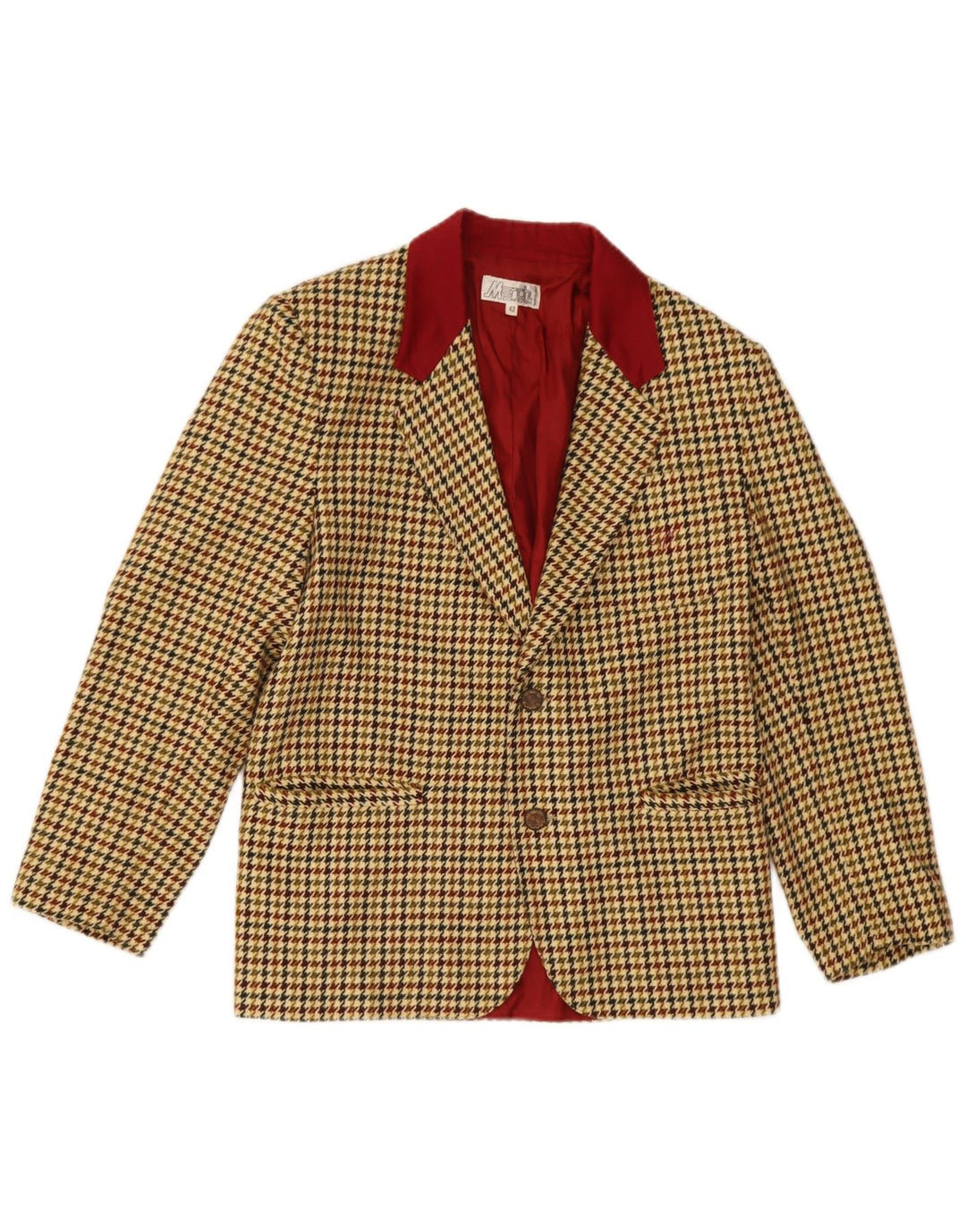 Vintage γυναικείο τζάκετ με 2 κουμπιά σακάκι IT 42 Medium Beige Houndstooth