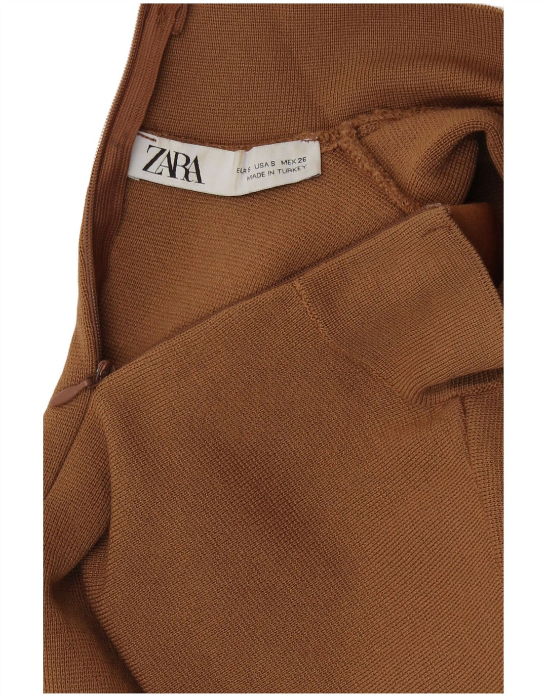 Zara Γυναικεία Μπλούζα Crop Top UK 8 Μικρή Καφέ Βισκόζη