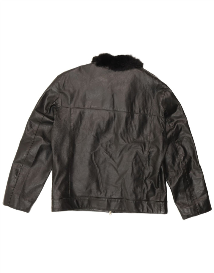 Society Γυναικείο Δερμάτινο Μπουφάν UK 20 2XL Μαύρο Δερμάτινο