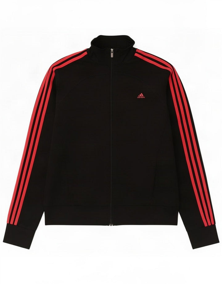 Adidas Womens Climalite Tracksuit Top Jacket UK 16/18 Large Black Polyester