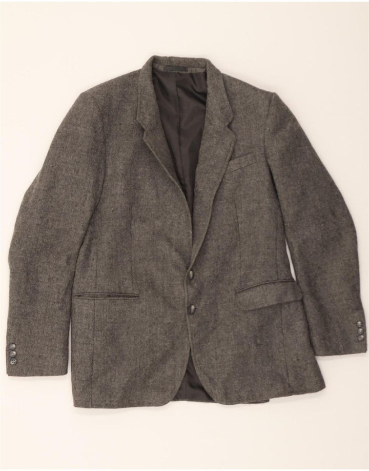 WELLINGTON Mens 2 Button Blazer Jacket UK 42 XL Grey Virgin Wool Vintage Wellington and Second-Hand Wellington from Messina Hembry 