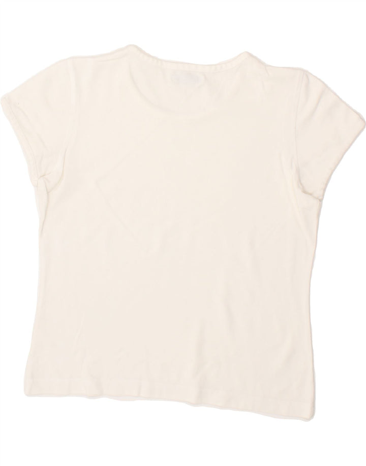 ASICS Womens Crop T-Shirt Top UK 12 Medium White Vintage Asics and Second-Hand Asics from Messina Hembry 
