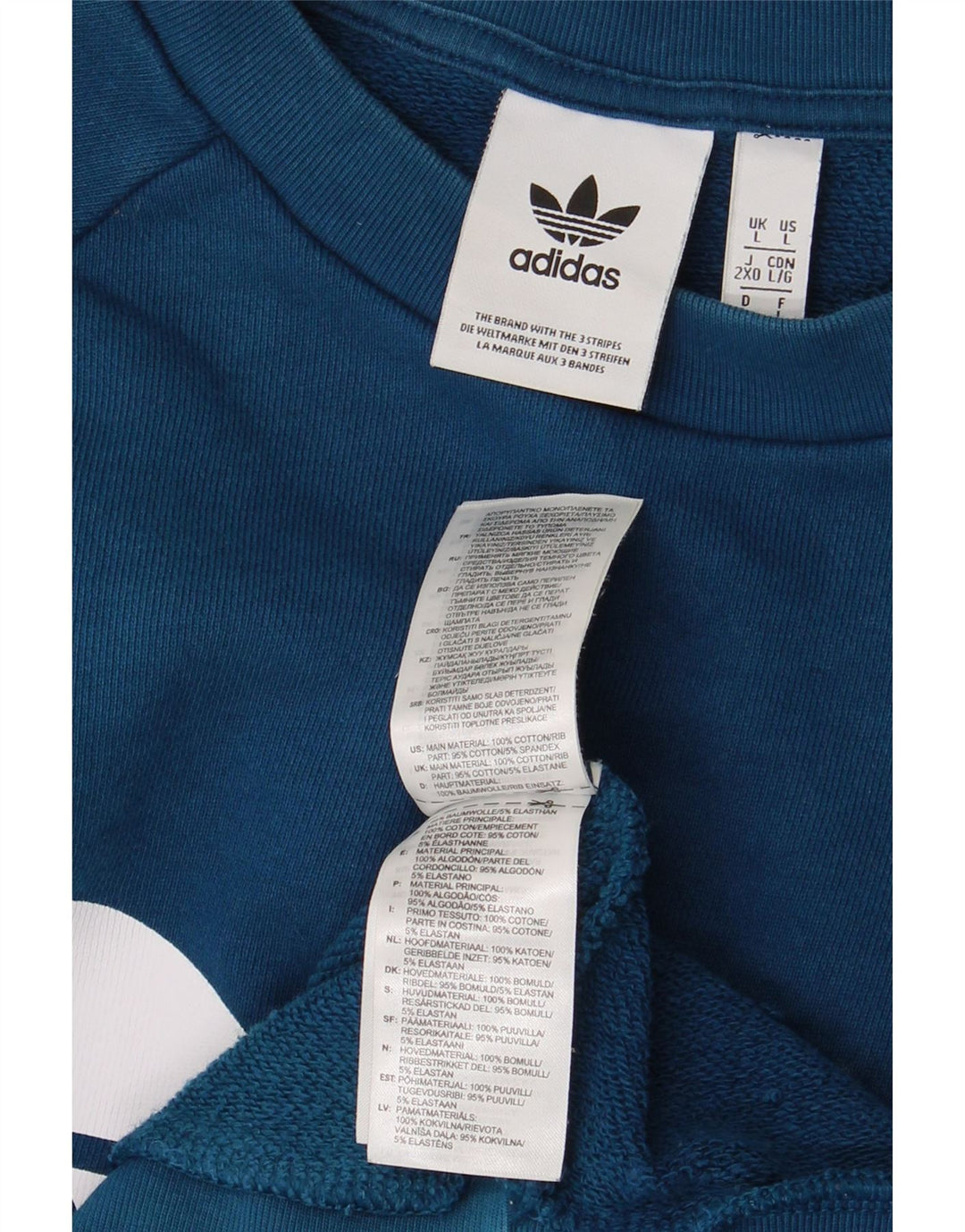 Ανδρικό γραφικό φούτερ ADIDAS Jumper μεγάλο μπλε βαμβακερό