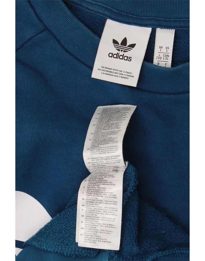 Ανδρικό γραφικό φούτερ ADIDAS Jumper μεγάλο μπλε βαμβακερό