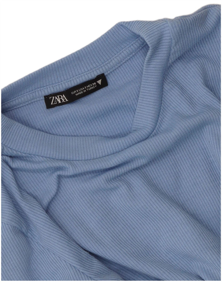Zara Γυναικείο Crop Top Μακρυμάνικο UK 8 Small Blue