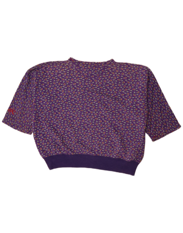Olmes Carretti Γυναικεία φούτερ με μανίκια 3/4 Jumper UK 18 XL Μωβ λουλουδάτο