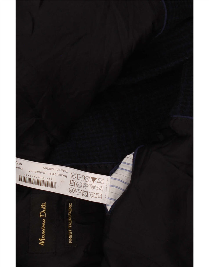 Ανδρικό πανωφόρι Massimo Dutti EU 48 Medium Navy Blue Houndstooth Wool