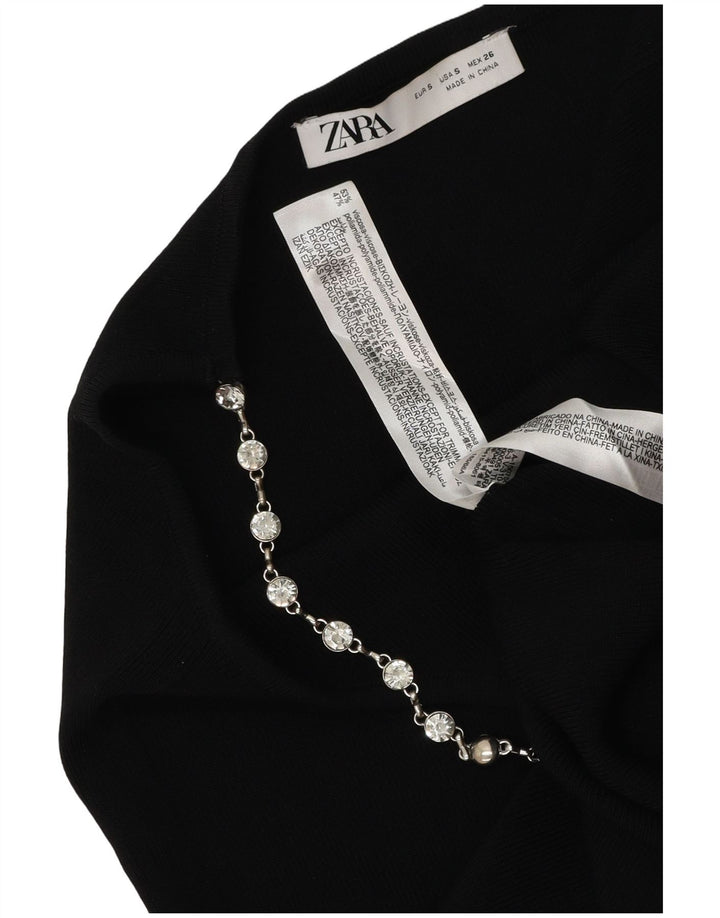 Zara Γυναικείο φόρεμα με έναν ώμο UK 10 Small Black Viscose