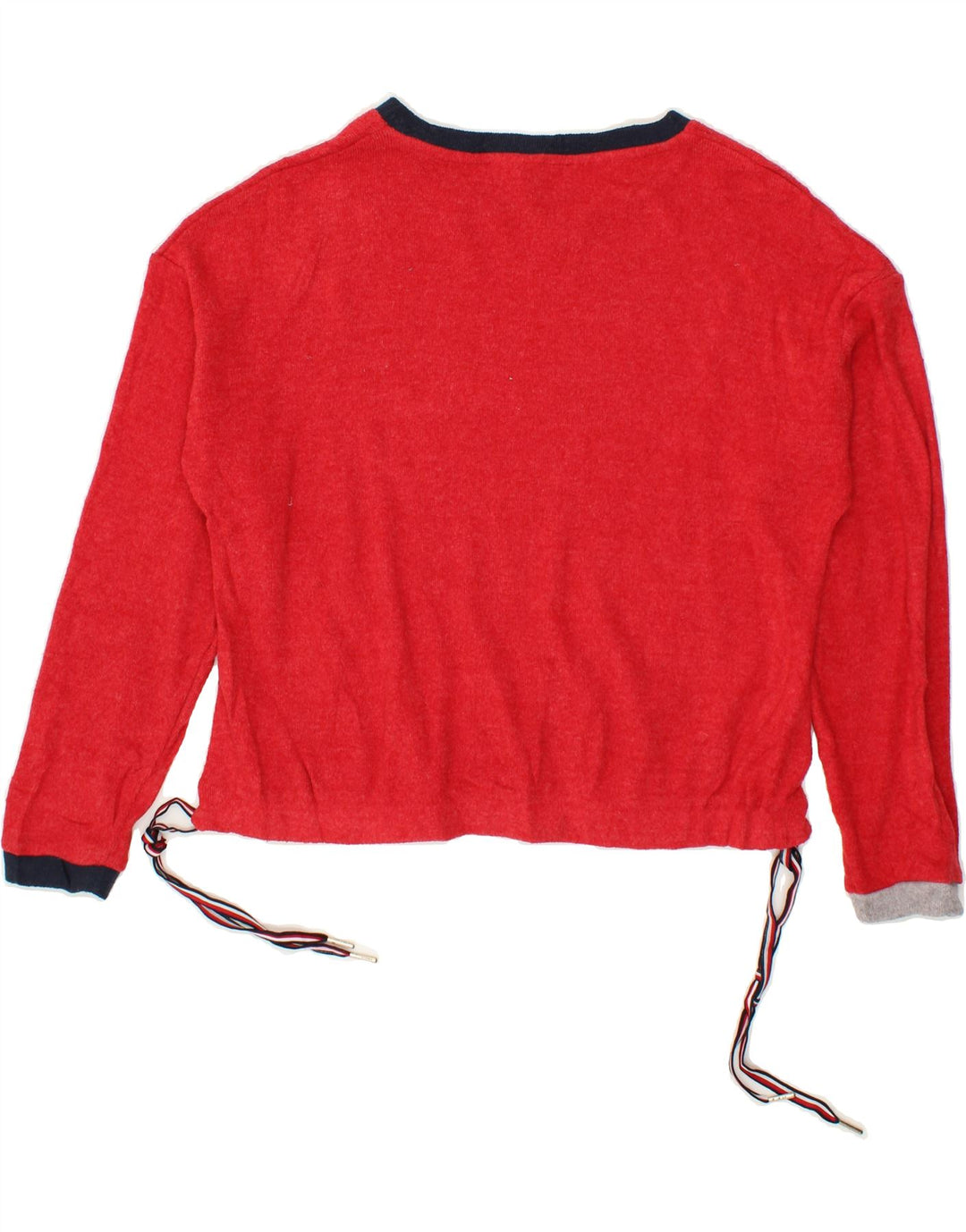 TOMMY HILFIGER Womens Boat Neck Jumper Sweater UK 14 Medium Red Polyester Vintage Tommy Hilfiger and Second-Hand Tommy Hilfiger from Messina Hembry 