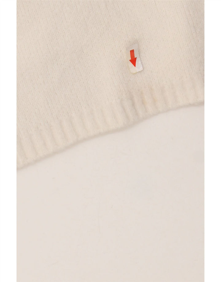 Zara Γυναικείο πουλόβερ με λαιμόκοψη Crop Crop UK 14 Medium White Nylon