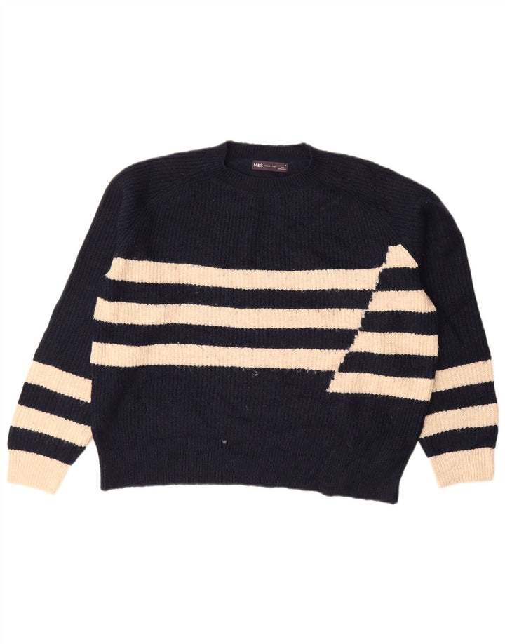 Marks & Spencer Γυναικείο πουλόβερ με λαιμόκοψη UK 14 Medium Navy Blue
