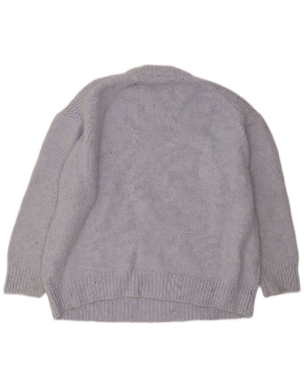 Zara Womens Oversized Crew Neck Jumper Sweater UK 18 XL Blue Polyester