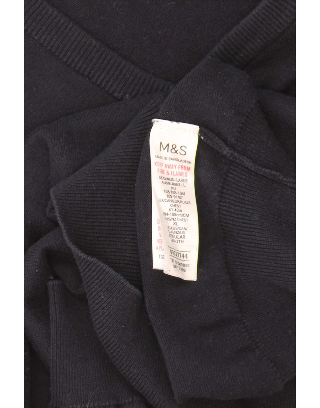 Marks & Spencer Ανδρικό πουλόβερ με λαιμόκοψη με V λαιμόκοψη Μεγάλο μπλε βαμβακερό