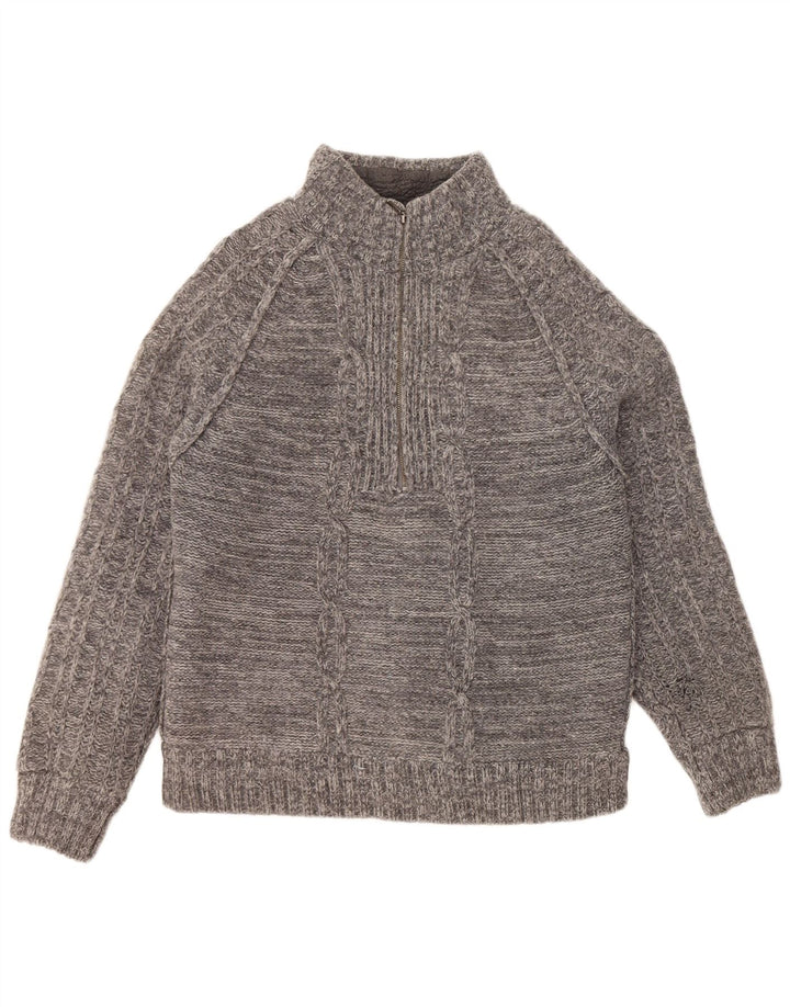 FAT FACE Ανδρικό πουλόβερ με λαιμόκοψη με φερμουάρ Μεγάλο γκρι μαλλί αρνιού