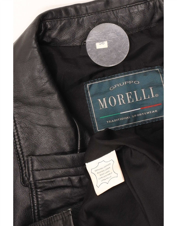 Morelli Ανδρικό Δερμάτινο Παλτό IT 56 3XL Μαύρο