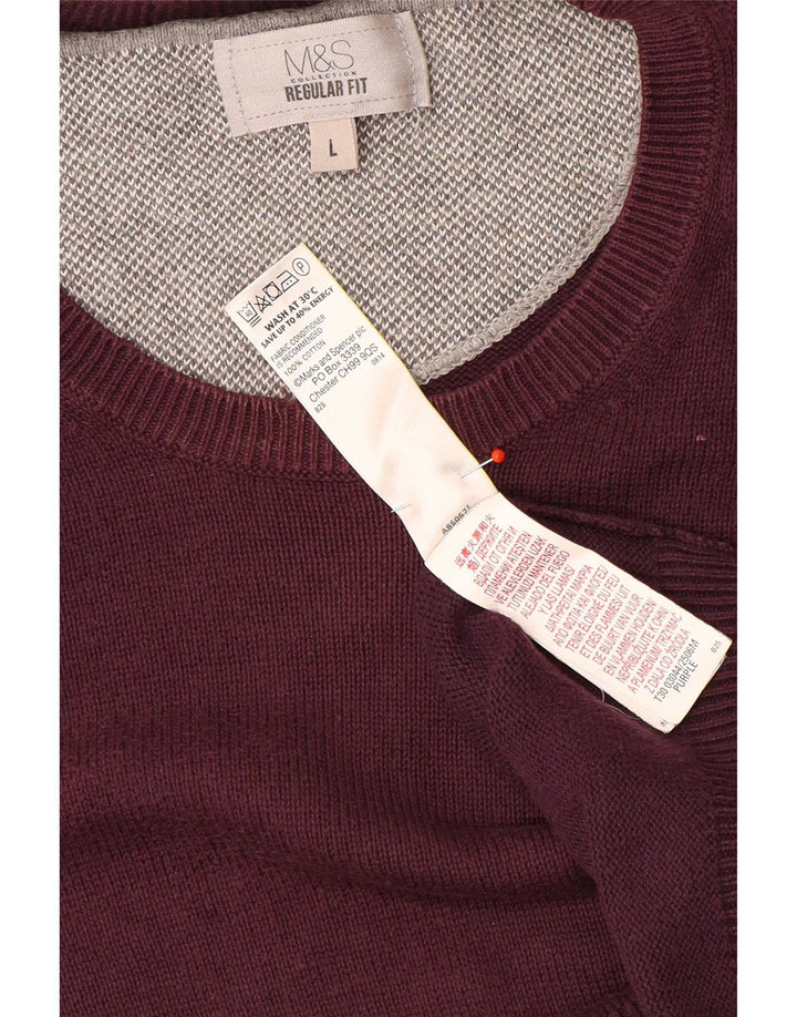 Ανδρικό πουλόβερ Marks & Spencer Regular Fit Crew Neck Jumper Large Purple