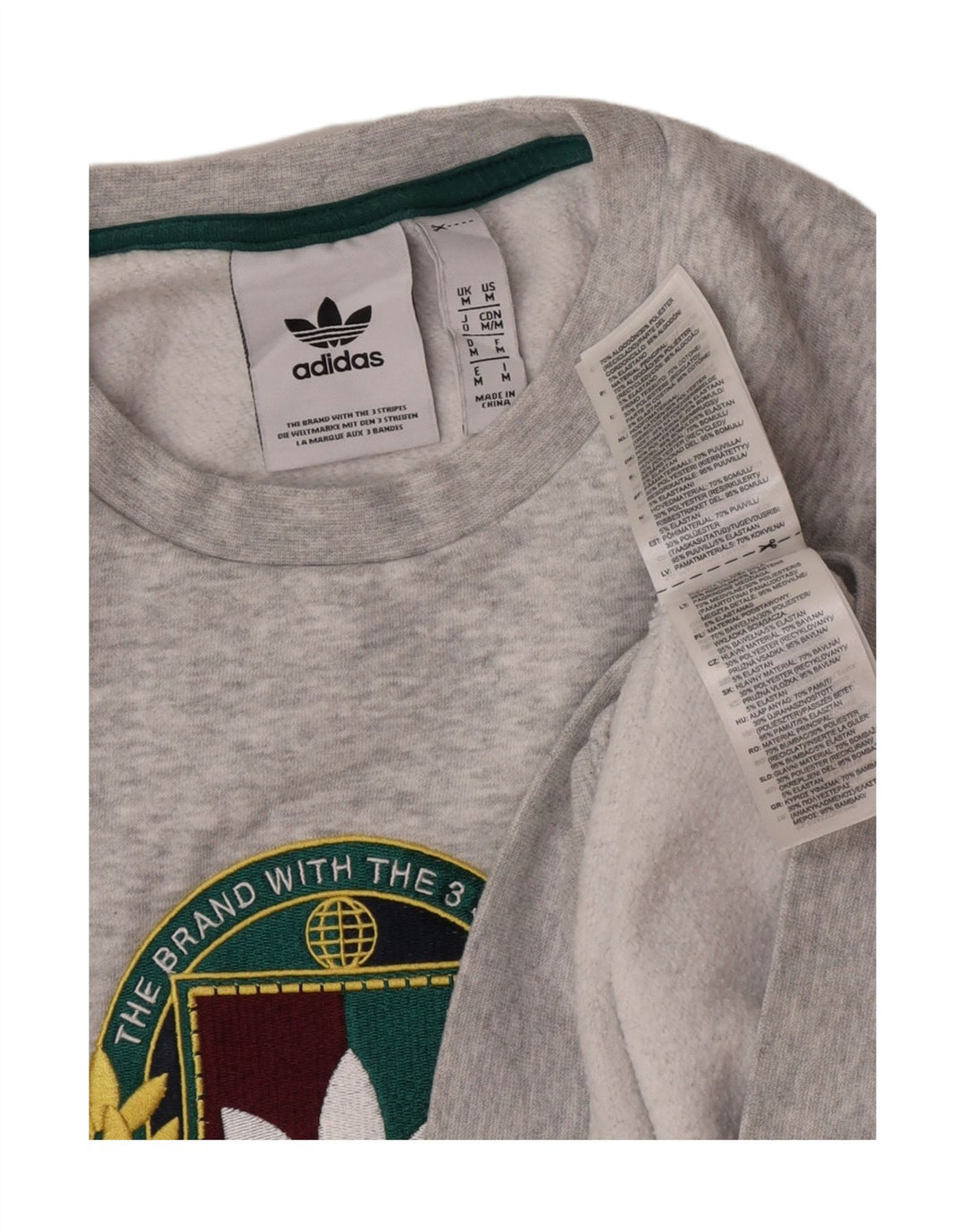 Ανδρικό γραφικό φούτερ Adidas, μεσαίο γκρι βαμβακερό