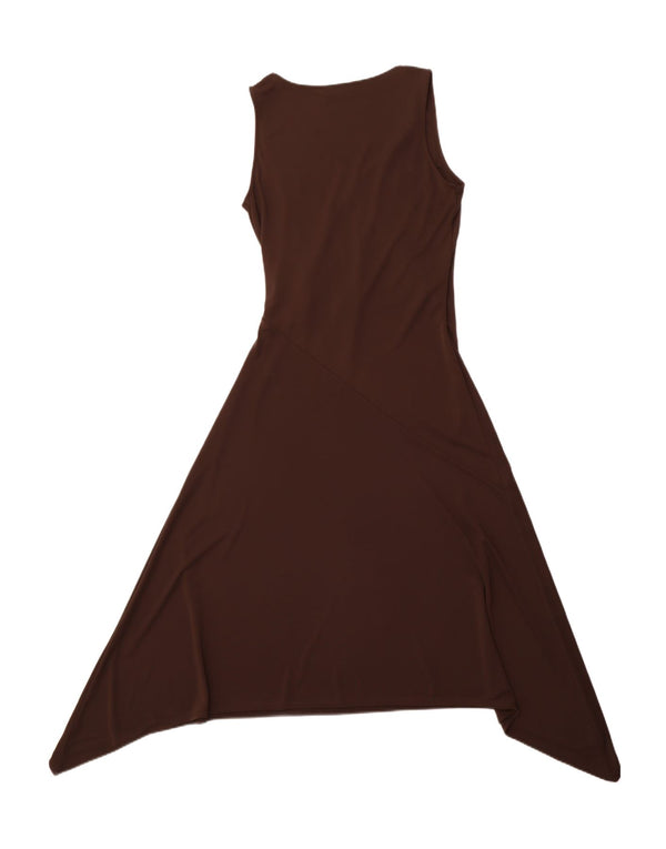 WALLIS Womens Sleeveless Asymmetrical Dress UK 14 Medium Brown Polyester