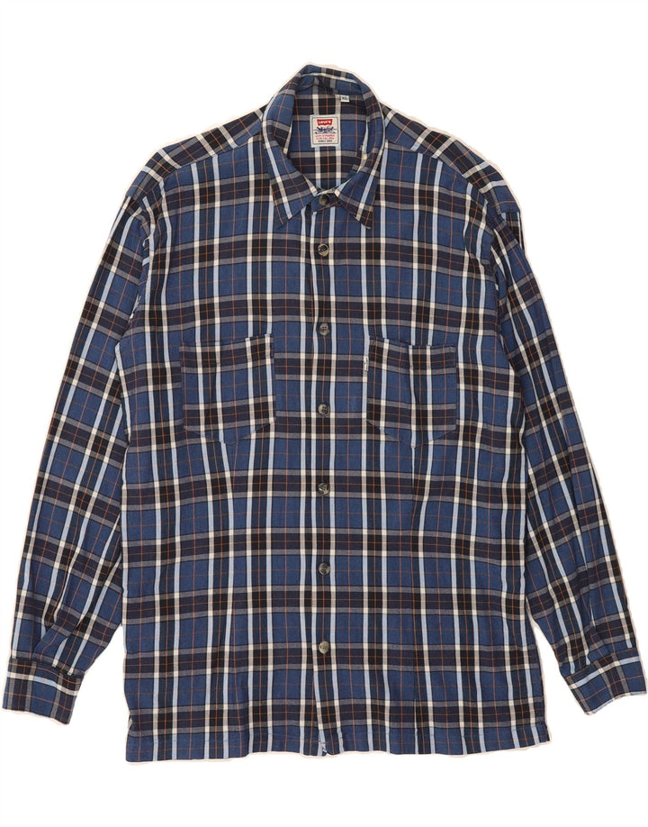 LEVI'S Mens Flannel Shirt XL Blue Check Vintage Levi's and Second-Hand Levi's from Messina Hembry 
