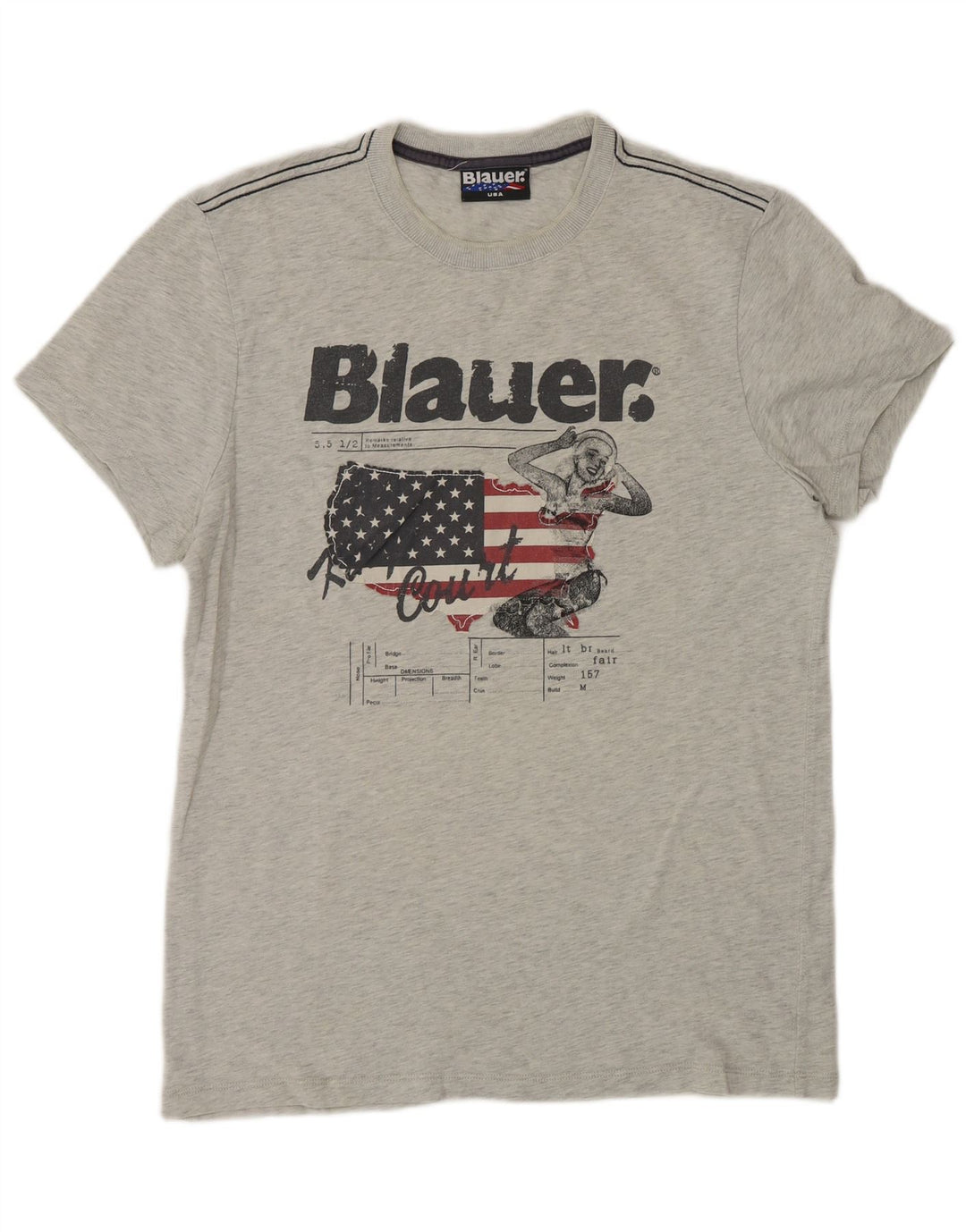 Ανδρικό γραφικό T-Shirt Blauer Top Μεσαίο γκρι βαμβακερό