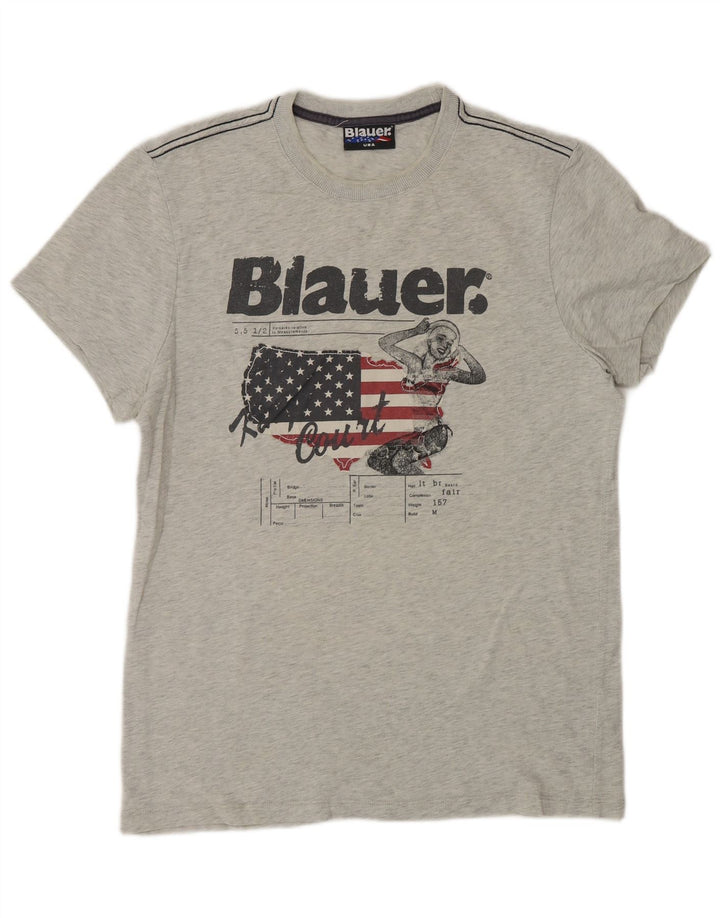 Ανδρικό γραφικό T-Shirt Blauer Top Μεσαίο γκρι βαμβακερό