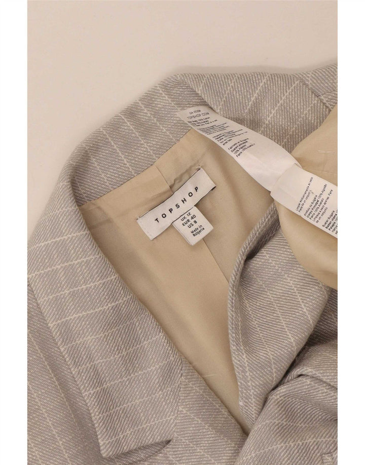 Topshop Γυναικείο Μπλέιζερ Διπλό Μπουφάν UK 12 Μεσαίων Γκρι ριγέ