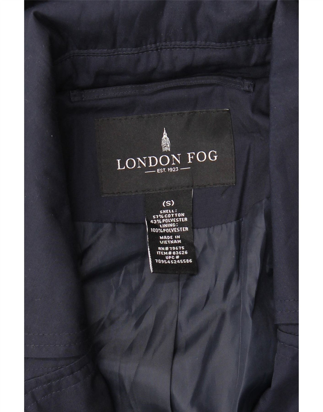LONDON FOG Γυναικεία καμπαρντίνα με κουκούλα UK 10 Small Navy Blue Cotton