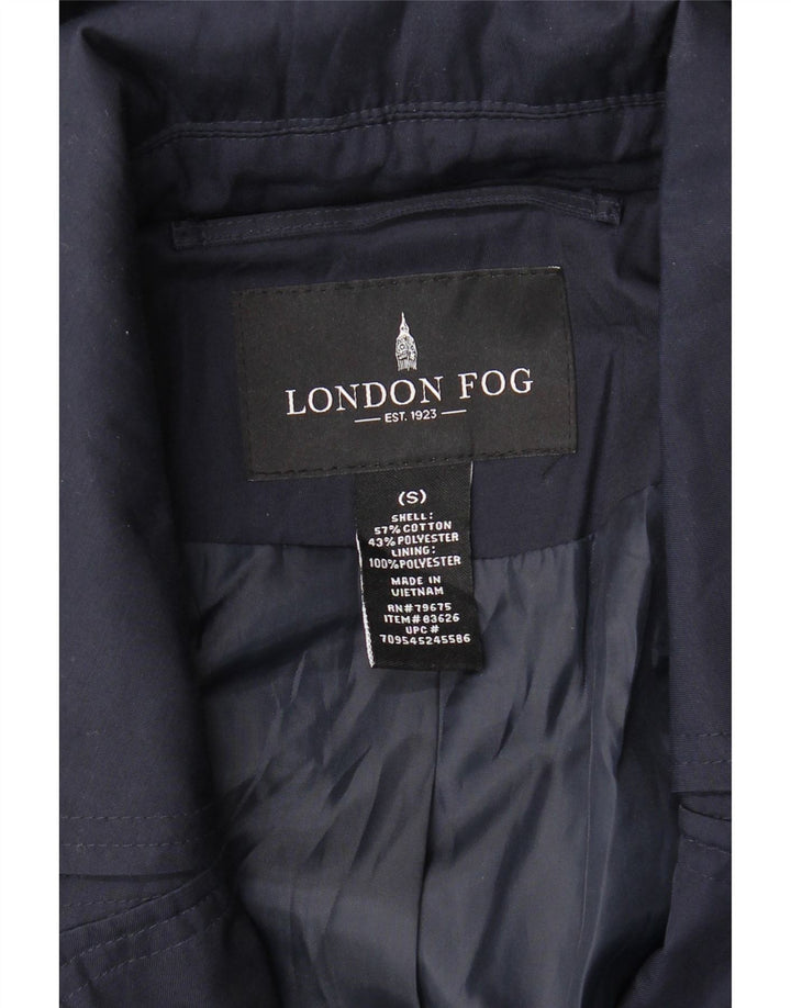 LONDON FOG Γυναικεία καμπαρντίνα με κουκούλα UK 10 Small Navy Blue Cotton