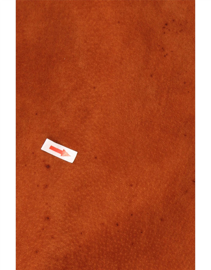 VINTAGE Γυναικείο Suede Gilet UK 24 4XL Καφέ Δερμάτινο